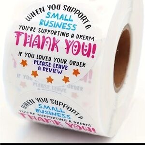 500 Thank You Business Stickers Roll Small Business Packaging Labels